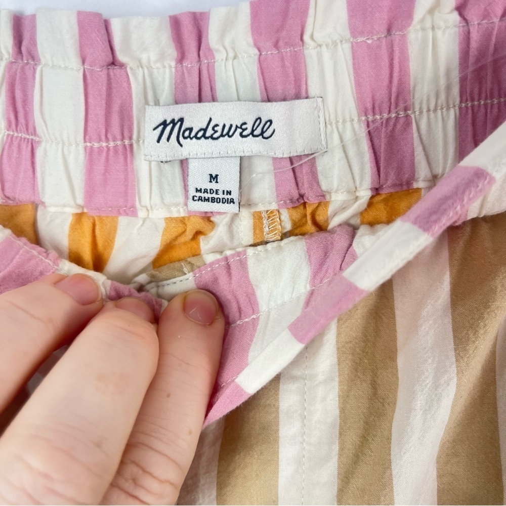 2/$30 Madewell Stripe Cotton Poplin Paperbag Shorts sz Medium - Picture 5 of 6
